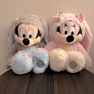 Easter Bunny Mickey & Minnie Mouse Disney Store Rare Set Super Soft
